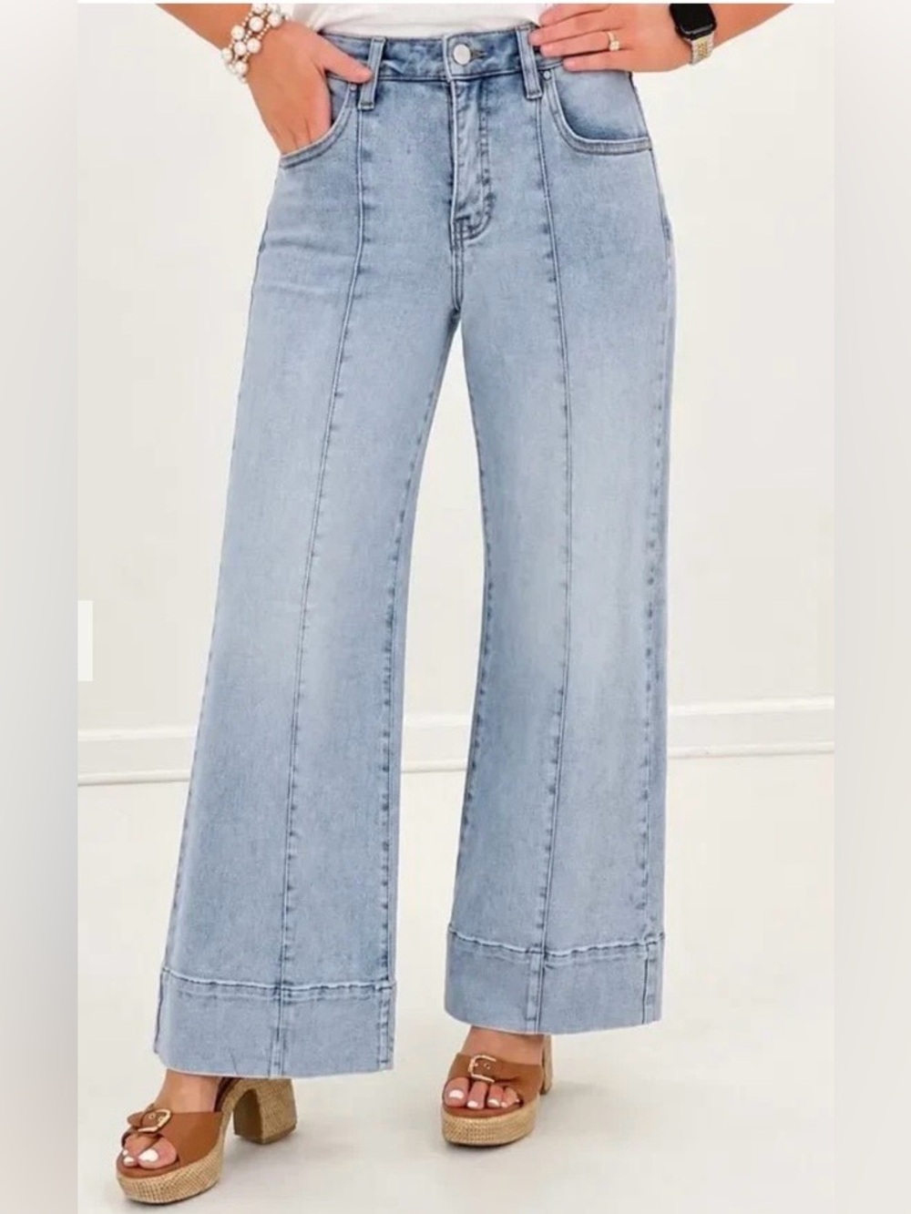 Light Blue High-Rise Wide Leg Jeans